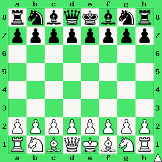 Pozycja wyjściowa - początkowe ustawienie bierek szachowych.
