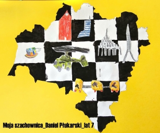 II edycja konkursu artystycznego "Szachy Dolnośląskie" MDK Fabryczna Wrocław 2023. Daniel Płukarski, 7 lat. Zdjęcie - mdk.wroc.pl.