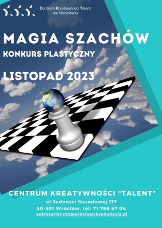 Plakat Konkursu Plastycznego Magia Szachów 2023. Autor - Artur Szabatowski.