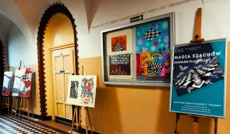 Wystawa Konkursu Plastycznego Magia Szachów 2023 w Centrum Kreatywności Talent we Wrocławiu. Zdjęcie, 7.02.2024 - Robert Korpalski.